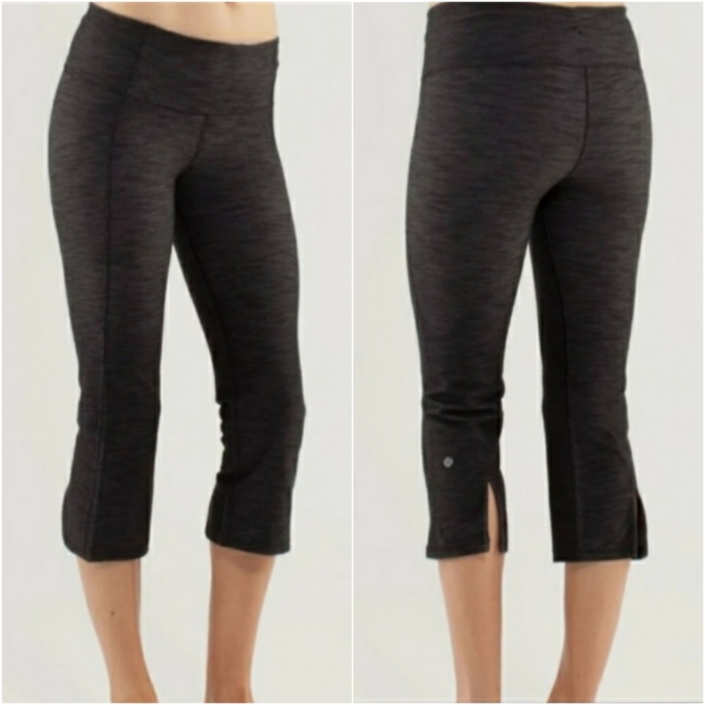 Lululemon Gather and Crow CropCropped Heather Gray Split Back Leggings